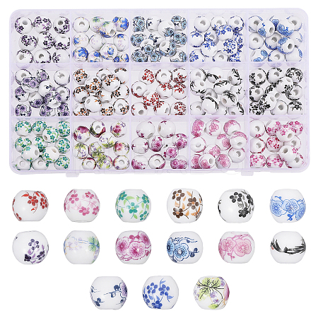 CHGCRAFT 180Pcs 15 Colors Handmade Porcelain Beads PORC-CA0001-15-1