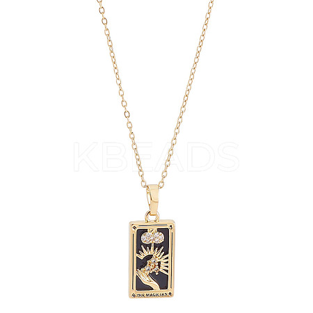 Brass with Cubic Zirconia Pendants Necklaces NJEW-LP0001-45H-G-1