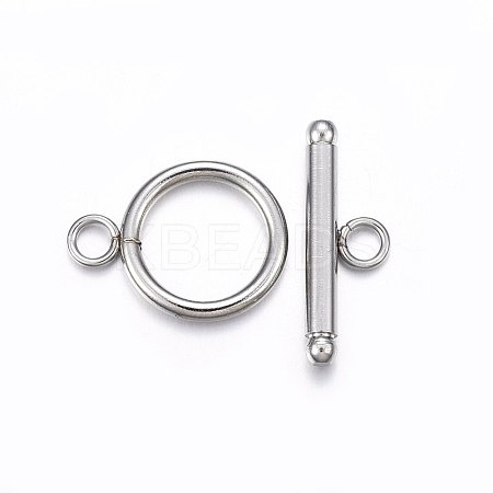 Tarnish Resistant 201 Stainless Steel Toggle Clasps STAS-F174-02P-B-1