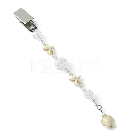 Ocean Theme Dyed Synthetic Turquoise Starfish & Turtle Credit Card Clip Pullers JEWB-BR00130-01-1