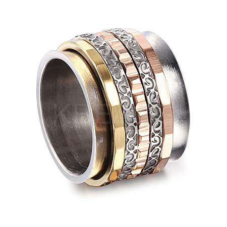 Retro Rotatable 304 Stainless Steel Finger Rings FS-WG84C22-33-1