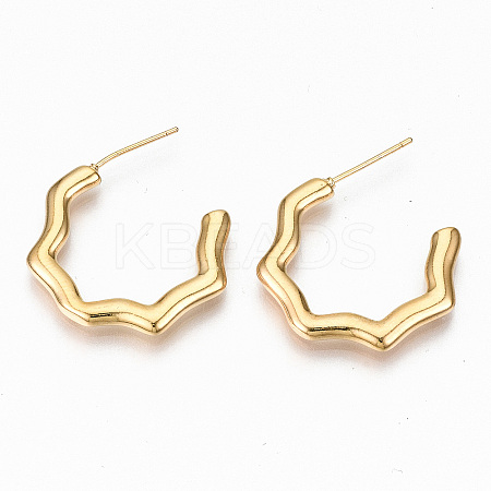 Brass Half Hoop Earrings X-KK-R117-022-NF-1