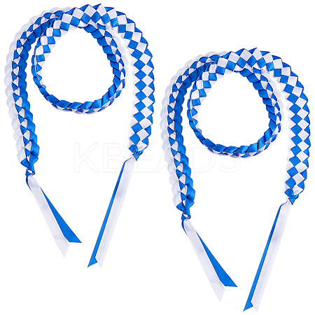 Two Tone Graduation Ribbon Leis FIND-WH0423-78A-1