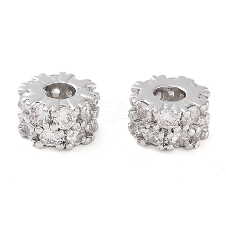 Brass Micro Pave Clear Cubic Zirconia Beads KK-U028-29P-1