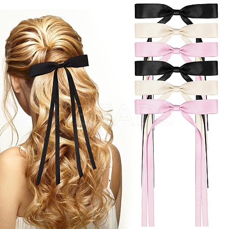 Polyester Ribbon Bowknot Alligator Hair Clips AJEW-CP0008-40A-1