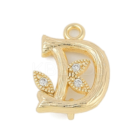 Brass Crystal Rhinestone Letter Links Connector Charms KK-S395-06G-D-1