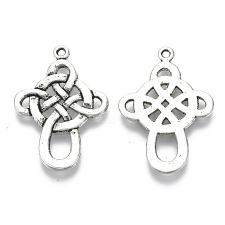 Chinese Knot Tibetan Style Pendants TIBEP-A5642-AS-RS-1