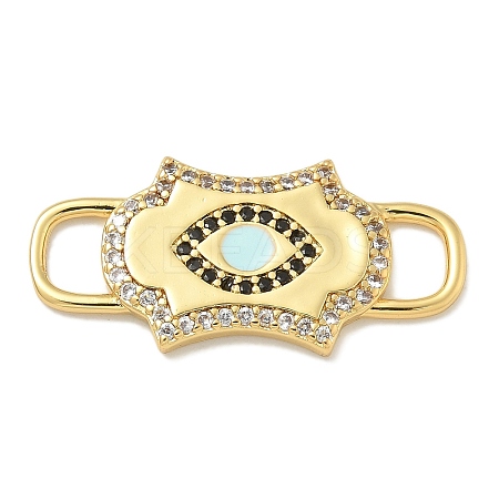 Rack Plating Brass Micro Pave Clear & Black Cubic Zirconia Eye Mask Connector Charms KK-L224-066G-1