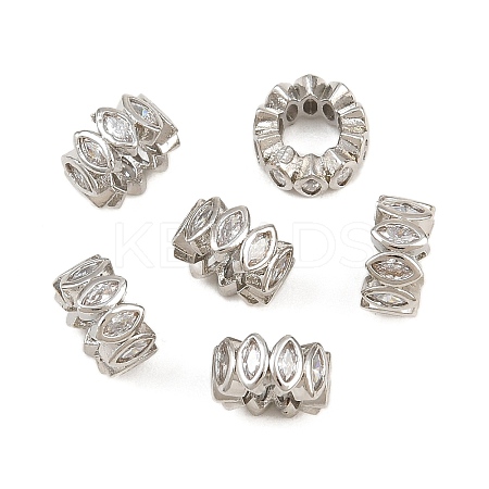 Brass Micro Pave Clear Cubic Zirconia European Beads CU-CBA6A75-15P-1