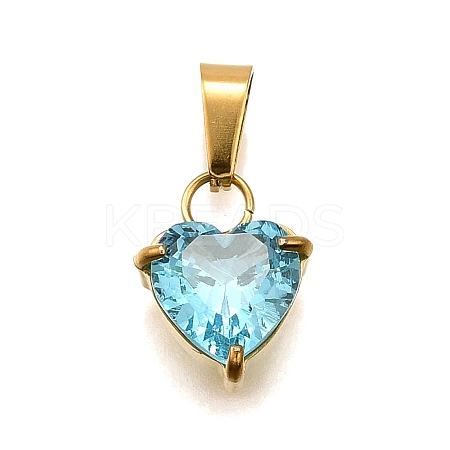 304 Stainless Steel Micro Pave Cubic Zirconia Pendants STAS-B086-13G-03-1