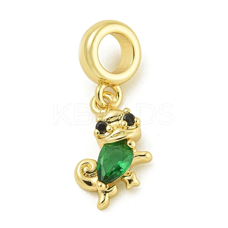 Rack Plating Brass Micro Pave Clear Cubic Zirconia European Dangel Pendants KK-Z067-30G-1