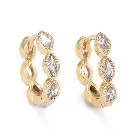 Brass Micro Pave Cubic Zirconia Huggie Hoop Earrings EJEW-K083-34G-B-1