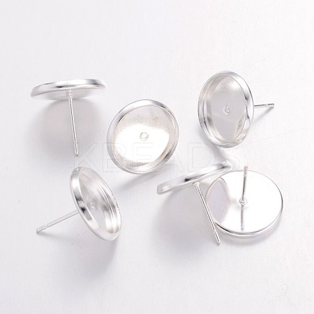Silver Color Plated Brass Ear Studs Settings X-IFIN-Q005-S-NF-1