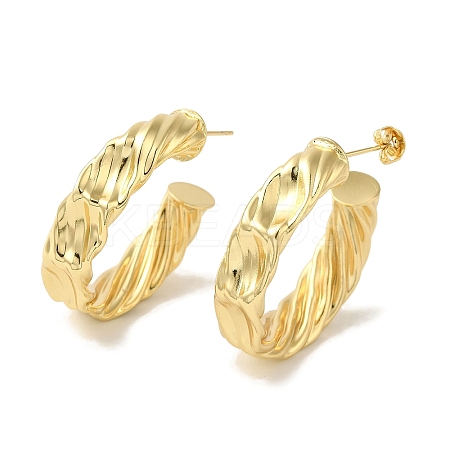 Rack Plating Twist Ring Brass Stud Earrings for Women EJEW-P272-02G-1