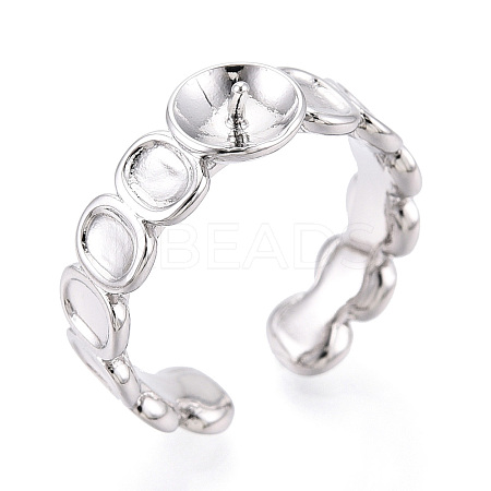 Oval Brass Cuff Ring Settings KK-T076-66P-1