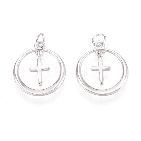 925 Sterling Silver Ring with Cross Pendants STER-N016-103P-1