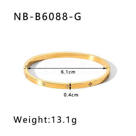 304 Stainless Steel Pave Cubic Zirconia Bangles FS-WG09E60-33-1