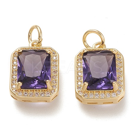 Brass Glass Charms LS-ZIRC-F116-09B-G-1
