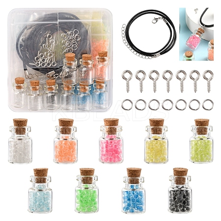 DIY Wishing Bottle Pendant Necklace Making Kit DIY-YW0005-80-1