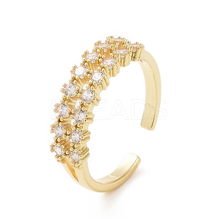 Clear Cubic Zirconia Open Cuff Ring RJEW-E072-10G-1
