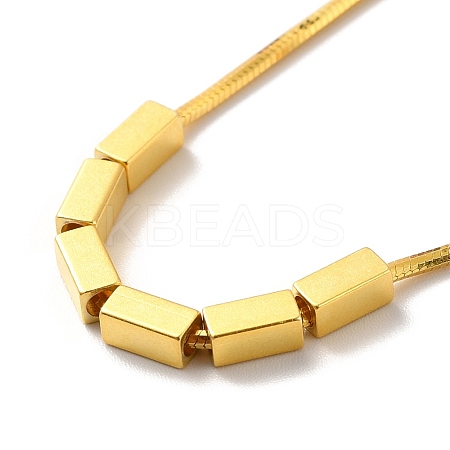 Rack Plating Brass Cube Beads Pendant Necklace with Round Snake Chains for Women NJEW-B082-04-1