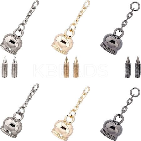 15 Sets 3 Colors Alloy Cord Ends with Cable Chains FIND-CA0003-57-1