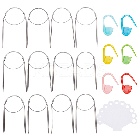 12 Styles Stainless Steel Wire Knitting Needles DIY-AR0004-93B-1