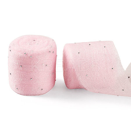 2Rolls Polyester Hot-fix Rhinestone Raw Edges Ribbon OCOR-TA0003-95E-1