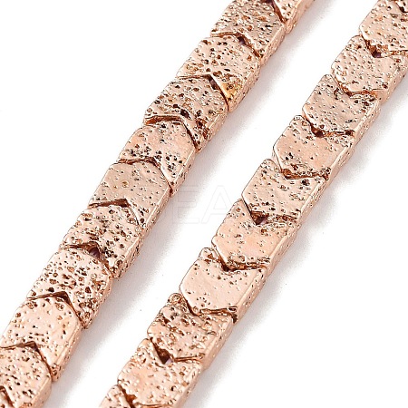 Electroplated Natural Lava Rock Beads Strands G-H303-A02-RG02-1