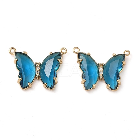 Brass Pave Faceted Glass Connector Charms FIND-Z020-03P-1