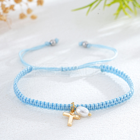 Brass & Imitation Pearl Charm Bracelets PJ9657-10-1