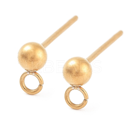 Ion Plating(IP) 304 Stainless Steel Ball Post Stud Earring Findings LS-STAS-E163-44G-01-1
