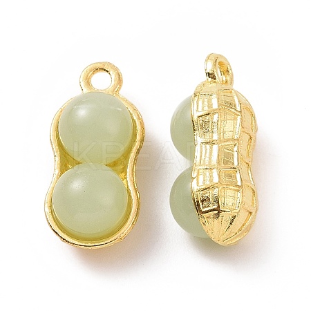 Alloy with Glass Imitation Jade Pendants FIND-G047-01G-02-1