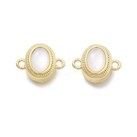Brass Natural Black Lip Shell Epoxy Magnetic Clasps KK-G528-01G-02-1