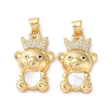 Brass Micro Pave Clear Cubic Zirconia Pendants KK-B083-40B-G-1