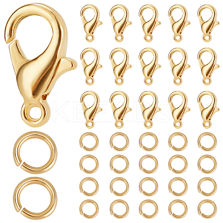 400Pcs Zinc Alloy Lobster Claw Clasps FIND-SP0001-33G-1