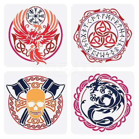 4Pcs 4 Styles PET Hollow Out Drawing Painting Stencils DIY-WH0394-0228-1