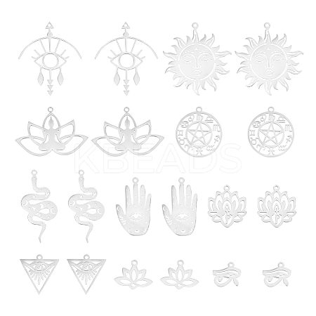 20Pcs 10 Styles 304 Stainless Steel Laser Cut Charms STAS-UN0048-70-1