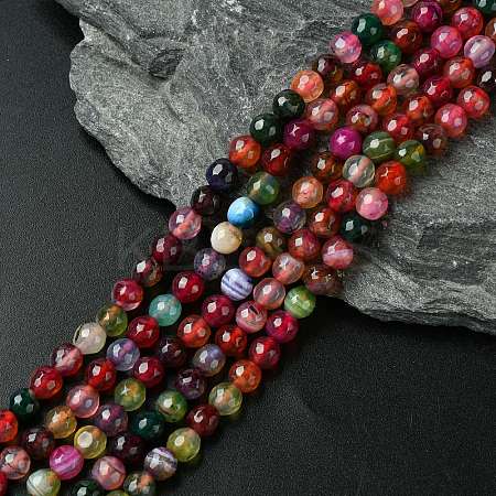Natural Agate Round Beads Strand G-L084-6mm-08-1