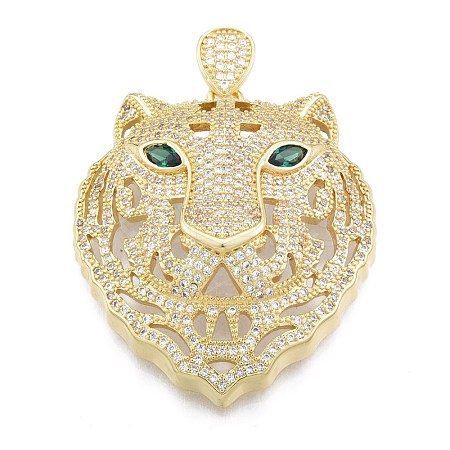 Brass Micro Pave Clear Cubic Zirconia Pendants KK-G431-27G-1