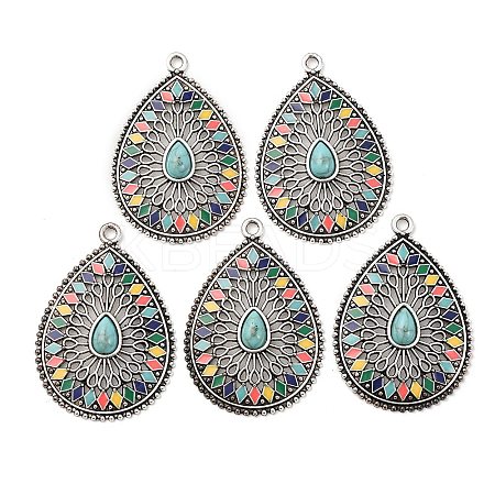 Tibetan Style Alloy with Acrylic Pendants PALLOY-F319-05B-AS-1