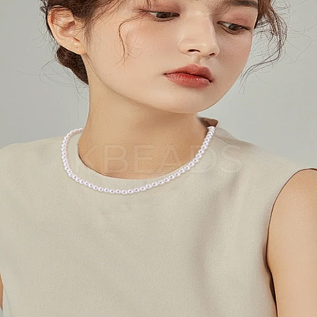1Pc Plastic Imitation Pearl Round Beaded Necklaces for Women NJEW-LP0003-85-1