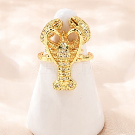Brass Micro Pave Cubic Zirconia Cuff Rings LS-RJEW-C145-01A-G-1