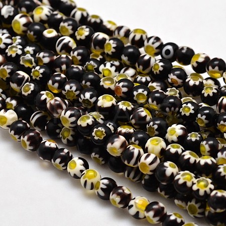 Round Millefiori Glass Beads Strands LK-P001-06-1