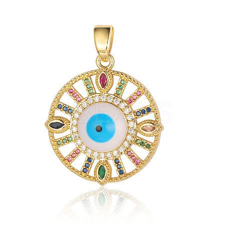 Brass Micro Pave Cubic Zirconia Pendants ZIRC-OY001-36G-1