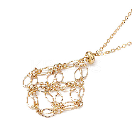 Brass Chains Macrame Pouch Empty Stone Holder for Pendant Necklaces Making NJEW-JN04475-03-1