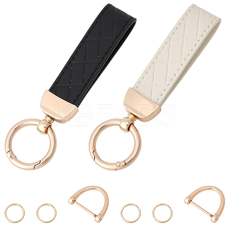 2 Bags 2 Colors PU Leather Keychains KEYC-CL0001-27A-1