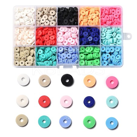 150G 15 Colors Handmade Polymer Clay Beads CLAY-JP0001-12-8mm-1