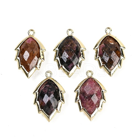 Natural Rhodonite Faceted Leaf Pendants G-I375-04G-04-1