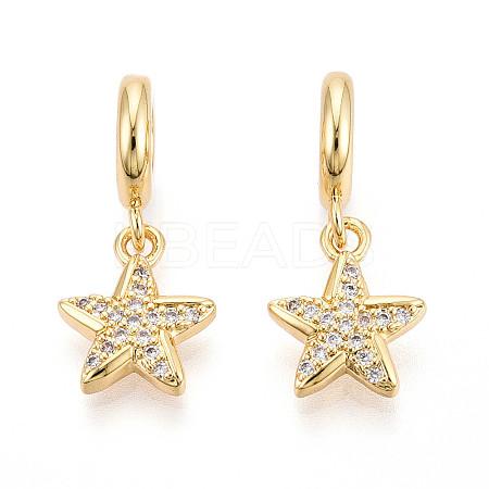 Brass Micro Pave Cubic Zirconia European Dangle Charms KK-N271-20G-1